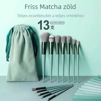 13 darabos sminkecset készlet szintetikus sörtékkel és alapozó ecsettel