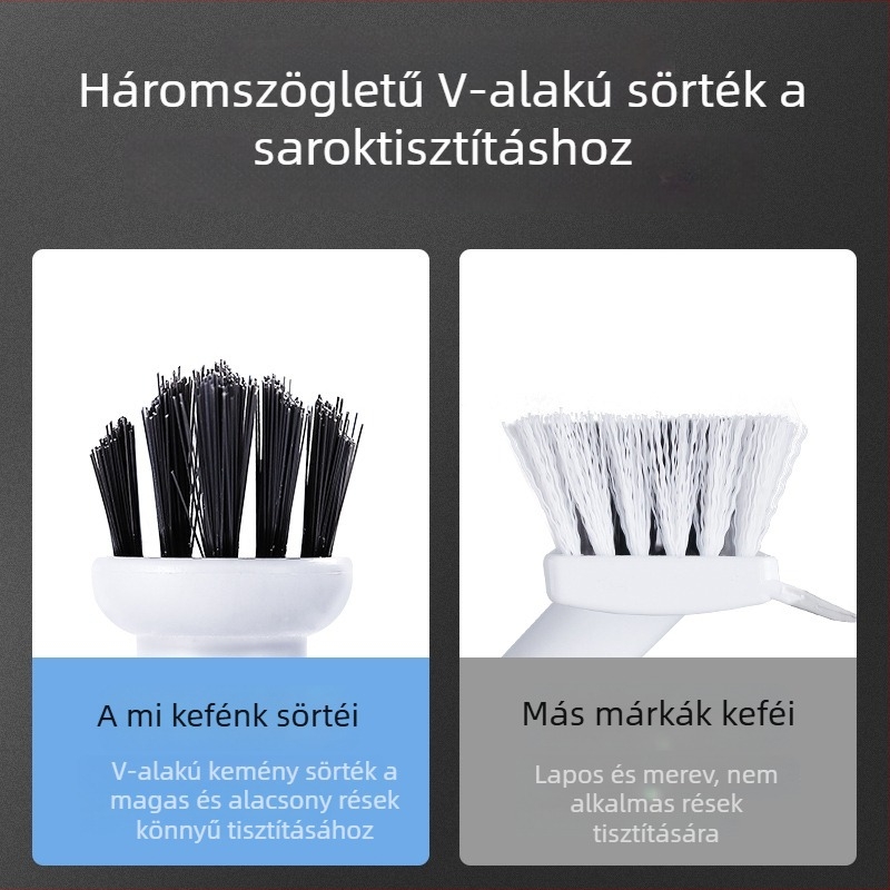 Kihúzható, többfunkciós padlókefe fürdőszobához, hosszú nyéllel és merev sörtékkel, ideális a falak közötti fugák és a csempék tisztítására