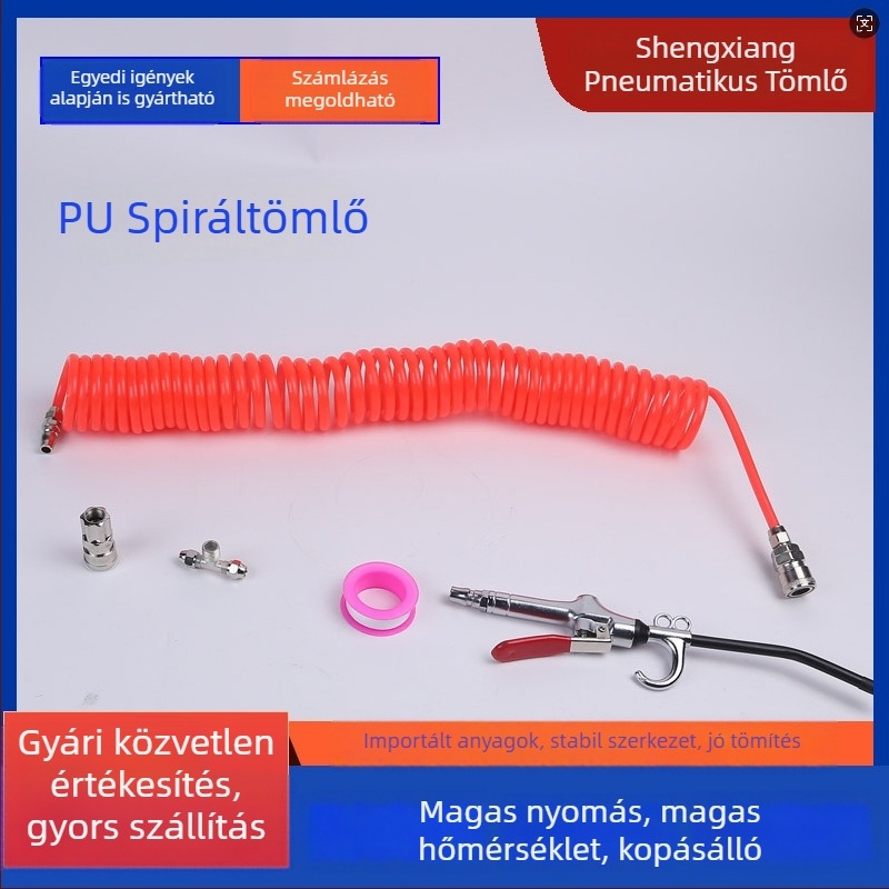 PU légcső 8 mm-es spirálcsővel, kopásálló porfújó pisztoly, nagy nyomású pneumatikus pumpa, teleszkópos pneumatikus porfújó