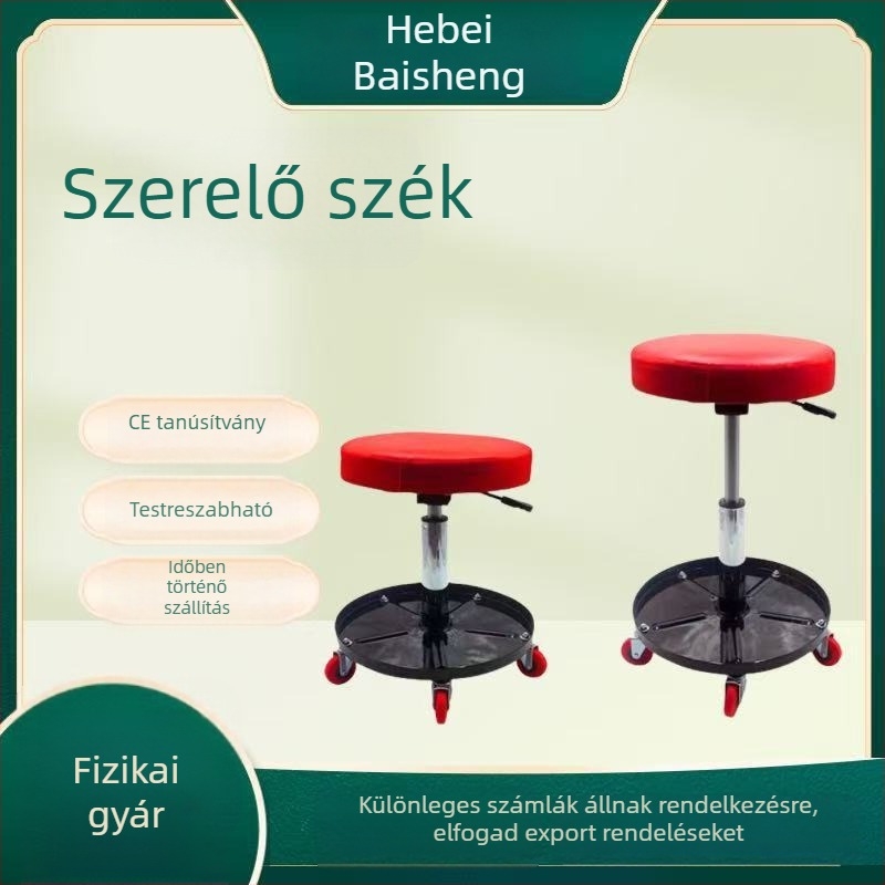 Kör alakú autójavító szék, állítható magasságú, polírozó szék, PU szivaccsal