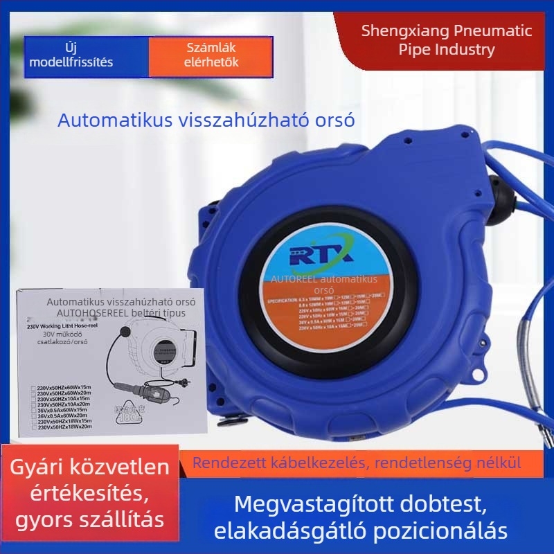 Automatikus visszahúzható levegőcső tekercs PU megerősített csővel, légpumpa és pneumatikus szerszámok a kompresszorokhoz – autóipar