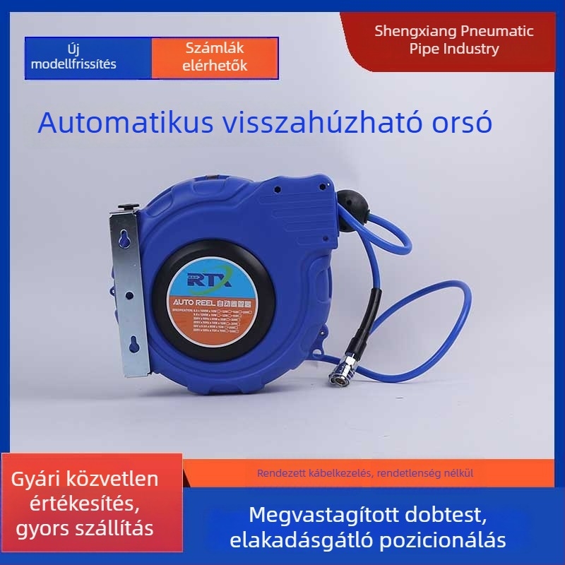 Automatikus visszahúzható levegőcső tekercs PU megerősített csővel, légpumpa és pneumatikus szerszámok a kompresszorokhoz – autóipar