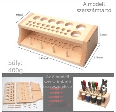 Bükkfából készült eszköztartó állvány, kézzel készített DIY szervező bőr eszközökhöz