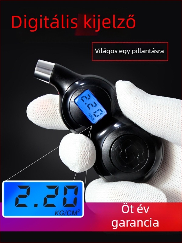 Digitális autógumi nyomásmérő kijelzővel és deflációs funkcióval