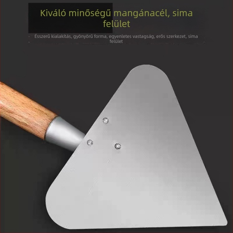 Háromszög alakú glettelőkaparó barack alakú fejjel, vastag mangánacélból, többfunkciós vakolatkaparó