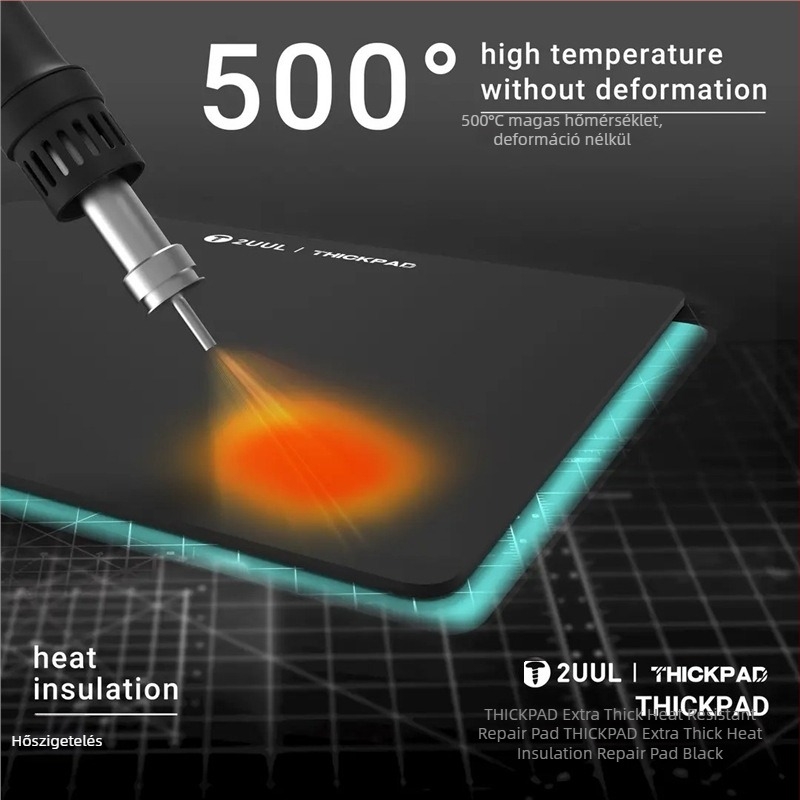 2UUL Kibővített és Vastagabb Szigetelő Alátét, 500°C-ig Hőálló, Nem Deformálódó Szilikon Alátét Mobiltelefon Javításhoz, Csúszásmentes és Antistatikus