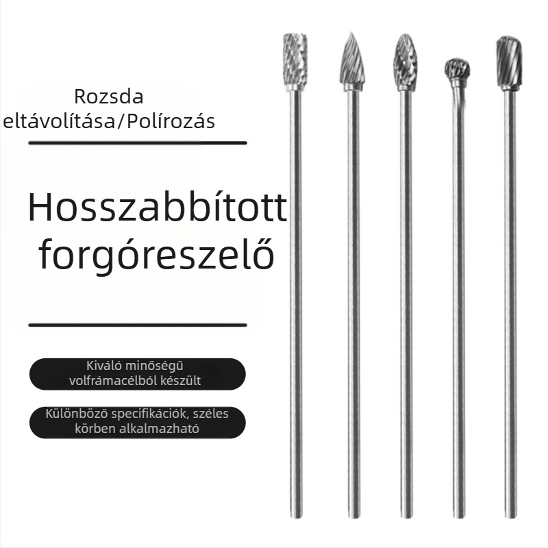 Karbid forgó burr hosszú nyeleivel, gyémántos csiszolófej fémhez és fához, univerzális csiszoló- és polírozó eszköz elektromos fúróhoz