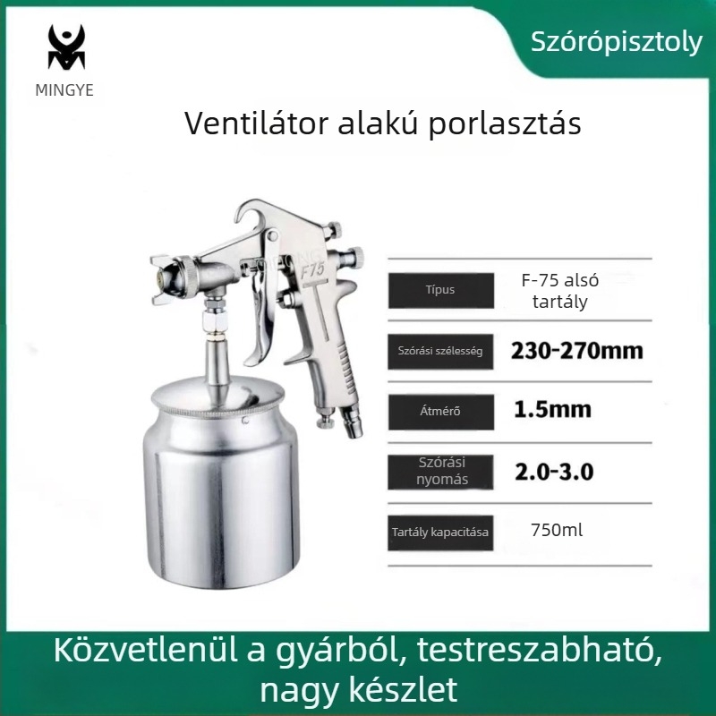 PQ-2 pneumatikus festékszóró F75, nagy atomizáció, bútorokhoz és fémhez
