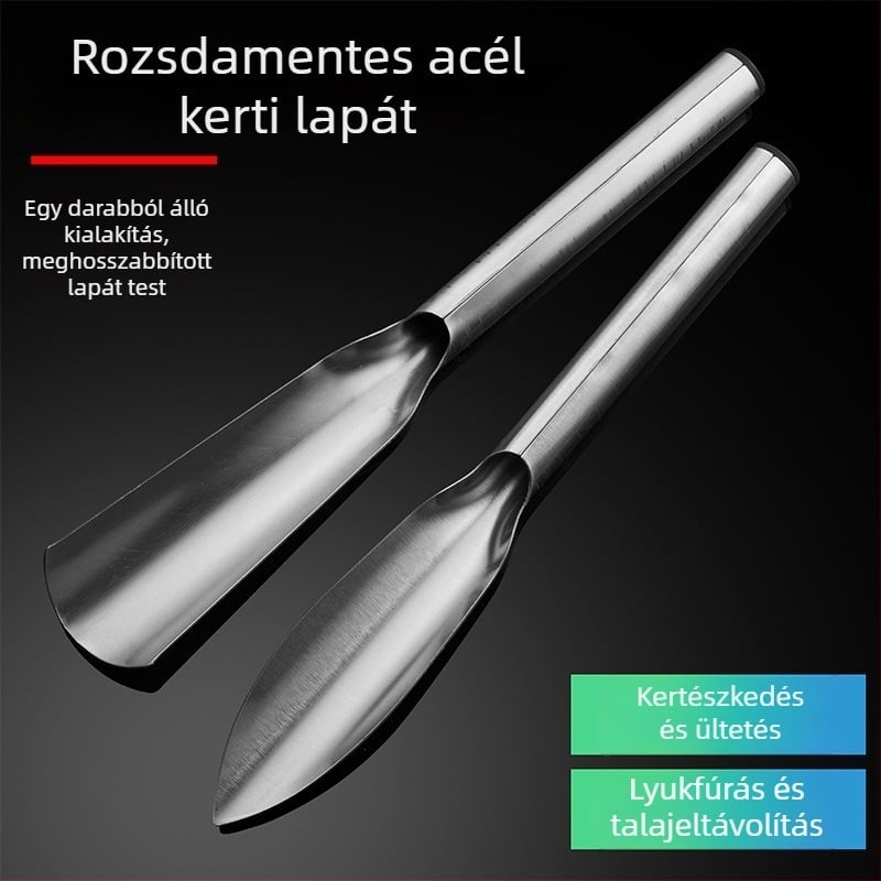 Kerti lapát talaj ásásához, fokhagyma és zöldségek ültetéséhez, rozsdamentes acélból