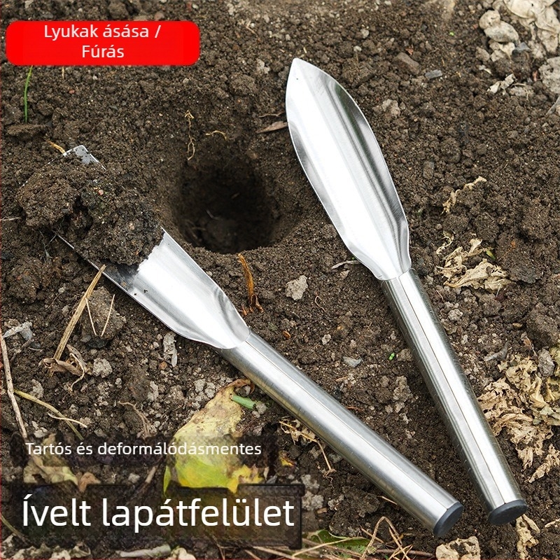 Kerti lapát talaj ásásához, fokhagyma és zöldségek ültetéséhez, rozsdamentes acélból