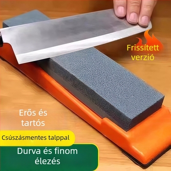 Dupla oldalú köszörűkő konyhai késekhez, durva és finom szemcse, gyors élezés, természetes olajos kő