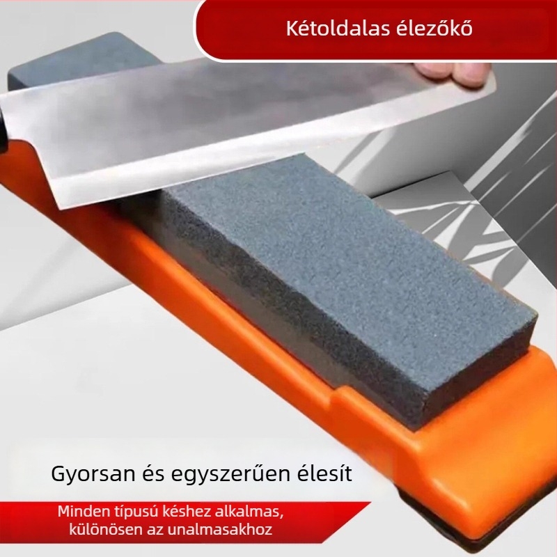 Dupla oldalú köszörűkő konyhai késekhez, durva és finom szemcse, gyors élezés, természetes olajos kő