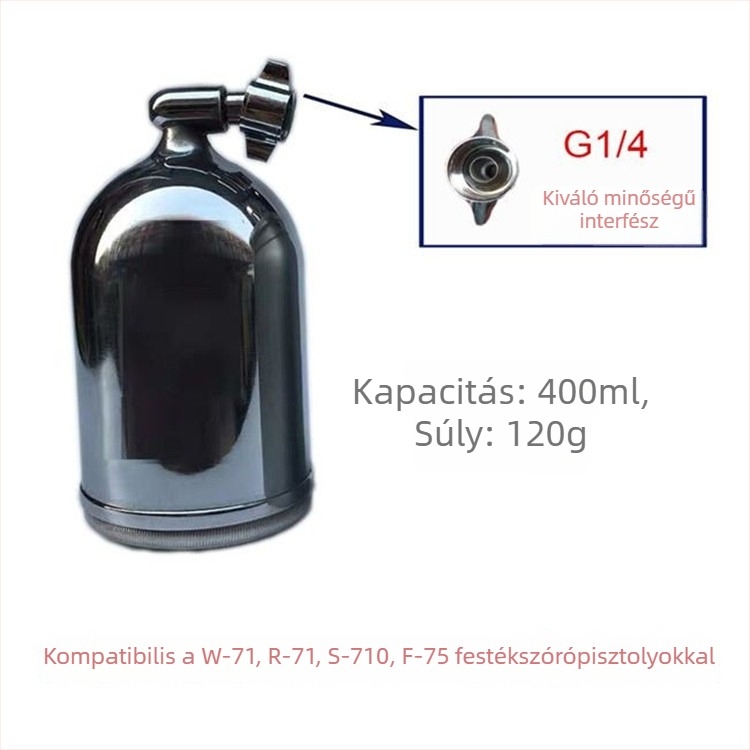 Gravitációs adagoló tartály alumíniumból, 400 ml, univerzális W-71/F75/R-71/S-710/K-3/F-2 festékszórókhoz