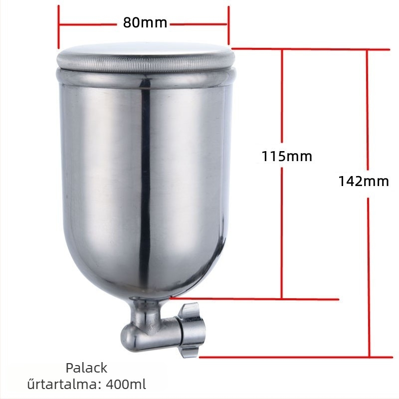 Gravitációs adagoló tartály alumíniumból, 400 ml, univerzális W-71/F75/R-71/S-710/K-3/F-2 festékszórókhoz