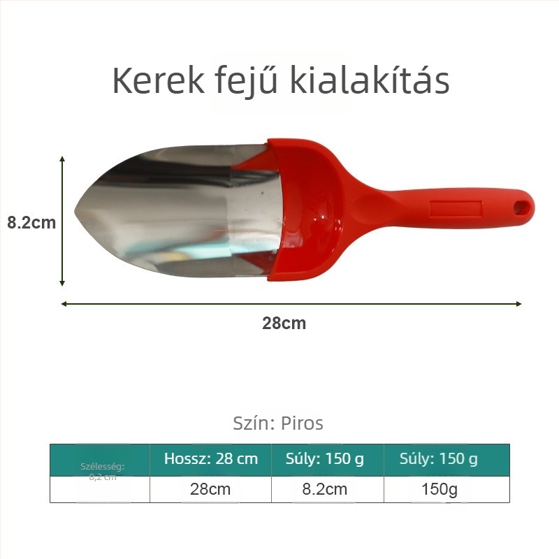 Rozsdamentes acél kerti ásó műanyag nyéllel, otthoni kertészkedéshez, virágok és zöldségek ültetéséhez