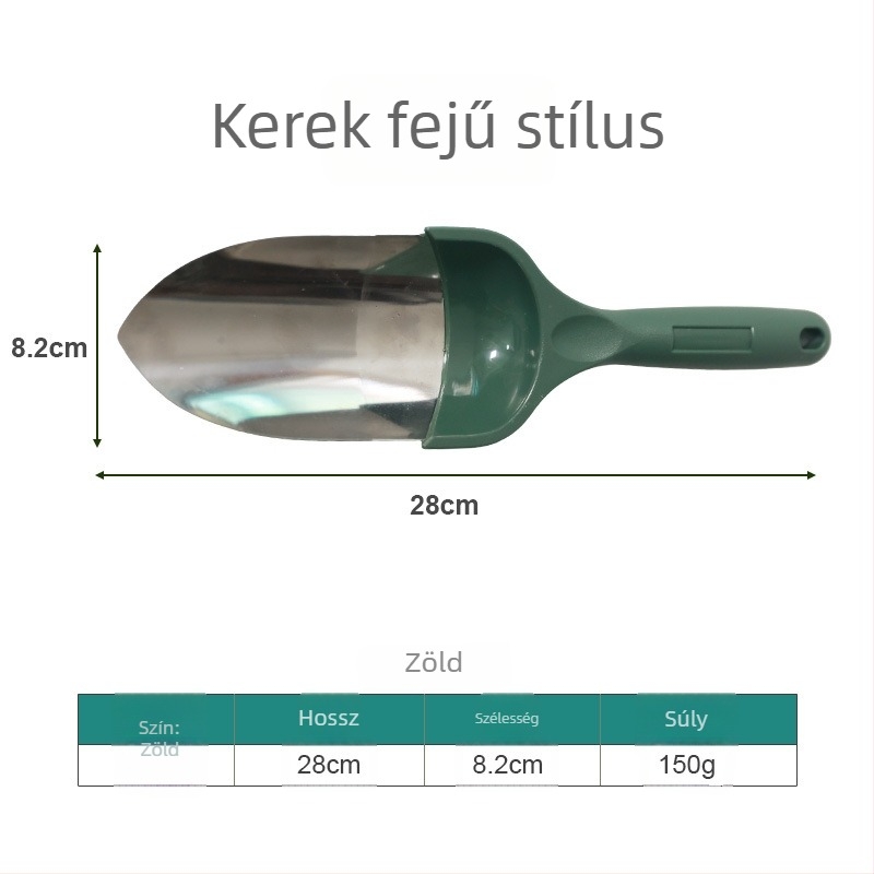Rozsdamentes acél kerti ásó műanyag nyéllel, otthoni kertészkedéshez, virágok és zöldségek ültetéséhez