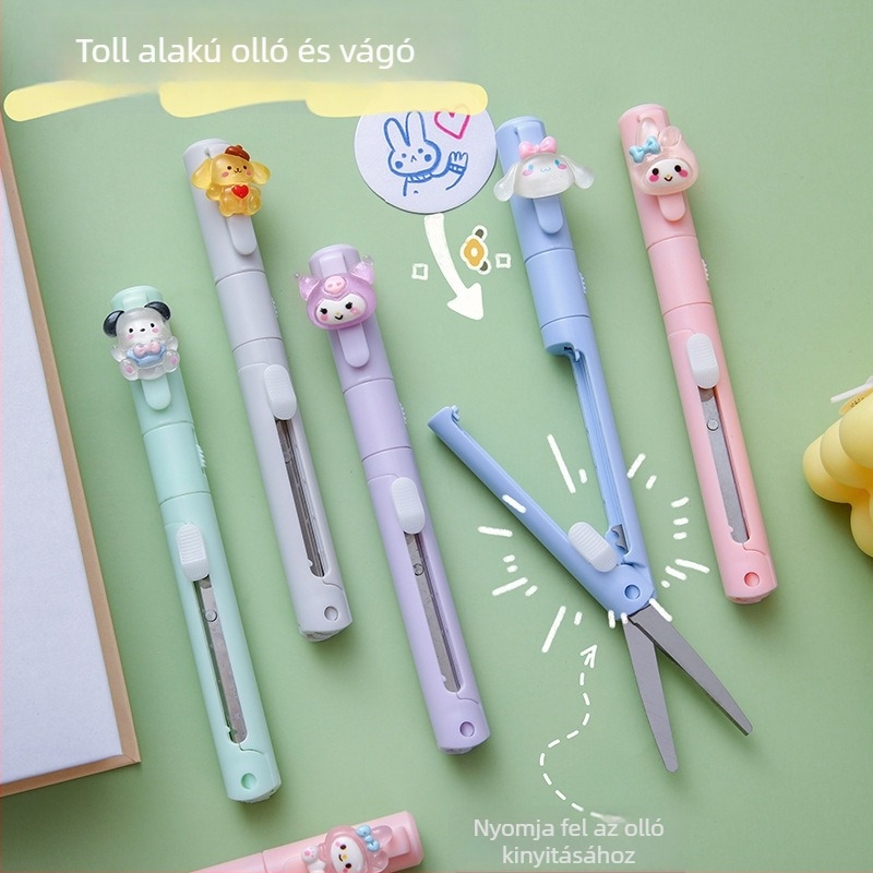  Tollformájú olló kreatív projektekhez, dupla fejű, mini biztonságos vágóeszköz diákoknak