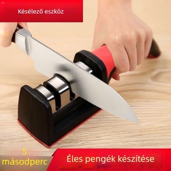 Kézi, háztartási, multifunkcionális élező kő horoggal, négy lépéses élezés késre és ollóra.