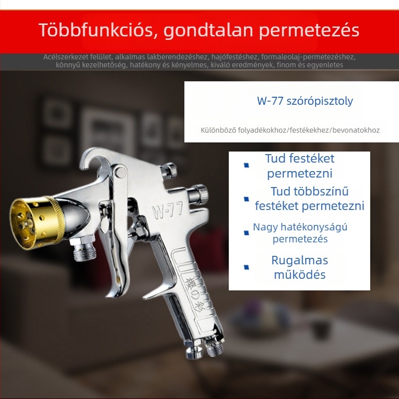W-77 2 literes integrált nyomásos permetezőpisztoly több színű bevonatokhoz és kőhatású festékekhez
