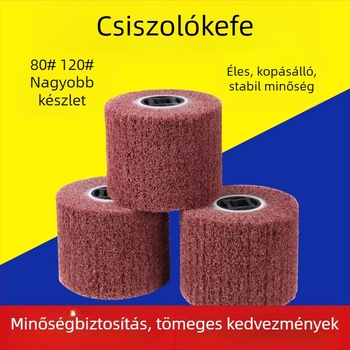 Keresztmagú sarokcsiszolóhoz való huzalos szálcsiszoló kerék, 60/80/120 szem, nylon rostos polírozó kerék