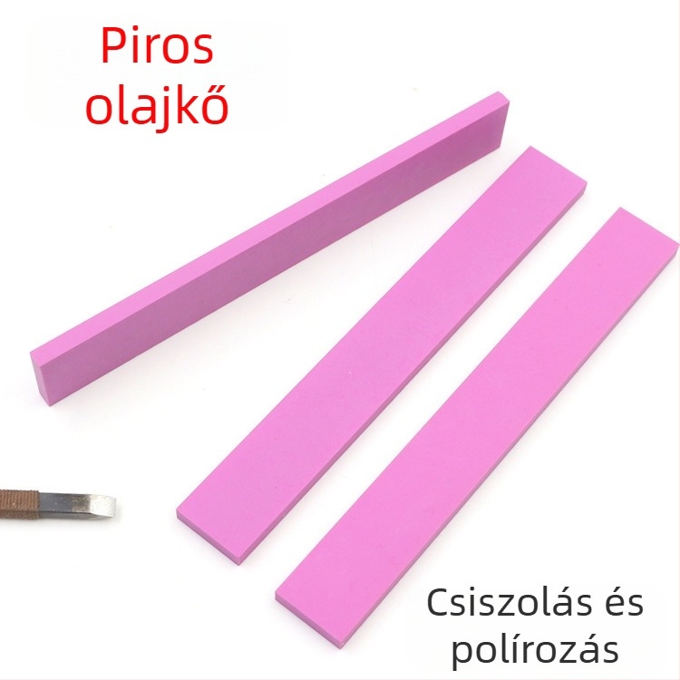 Edzett 3000-es finomságú olajkő kései élezéséhez, vörös, méretei 150 × 20 × 5 mm