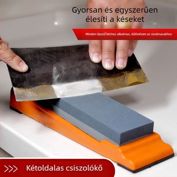 Kétoldalas konyhai köszörűkő talppal — durva és finom csiszolás, hordozható, többfunkciós élező eszköz