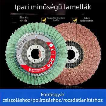 4 hüvelykes sík flap kerék hálós védővel csiszoláshoz és polírozáshoz, deburring és rozsdaeltávolítás céljára, ipari minőségű barna korund
