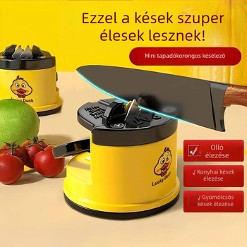 Little Yellow Duck késélező eszköz vákuumos talppal, konyhai késekhez és ollókhoz