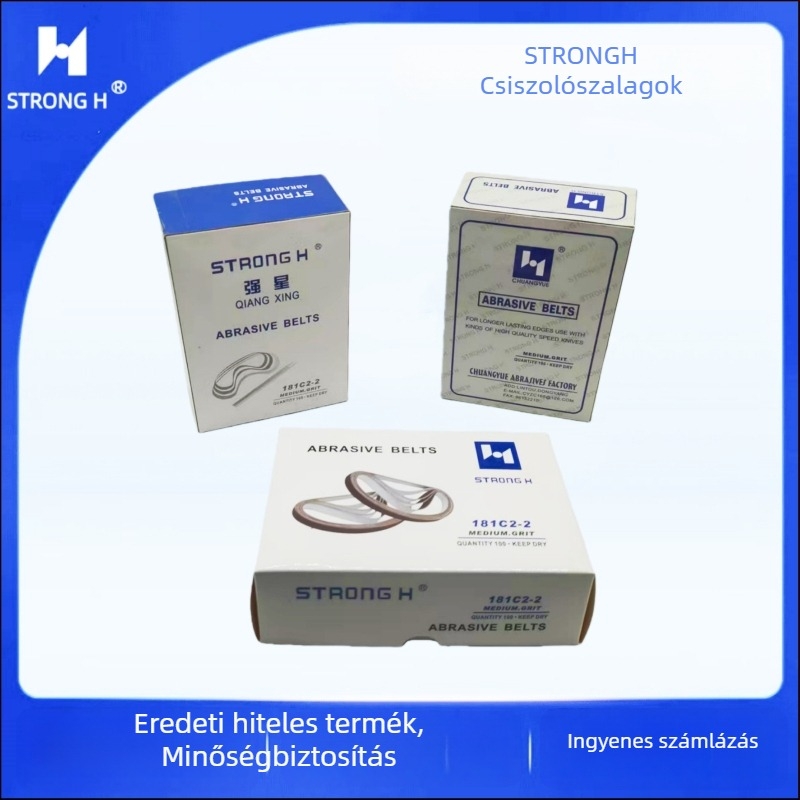 Strong H elektromos ollóhoz való csiszoló szalag, textil hátlappal, 6,3 mm szélesség, modell 181C2-2, közepes és extrafin szemcse