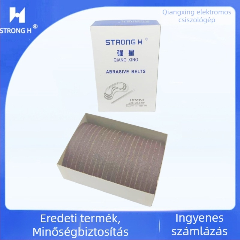 Strong H elektromos ollóhoz való csiszoló szalag, textil hátlappal, 6,3 mm szélesség, modell 181C2-2, közepes és extrafin szemcse