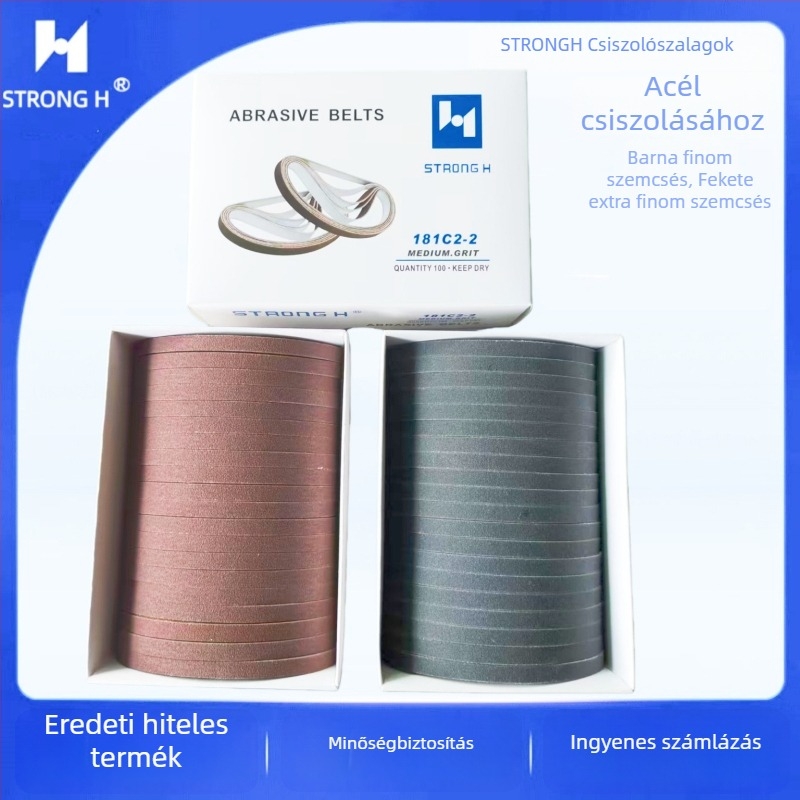 Strong H elektromos ollóhoz való csiszoló szalag, textil hátlappal, 6,3 mm szélesség, modell 181C2-2, közepes és extrafin szemcse