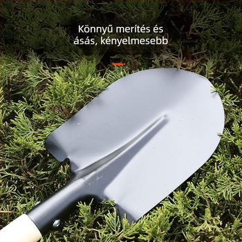 Fából készített nyeletű vaslapát négyszögletes fejjel – kertészkedéshez és mezőgazdasághoz, otthoni és építkezési munkákhoz