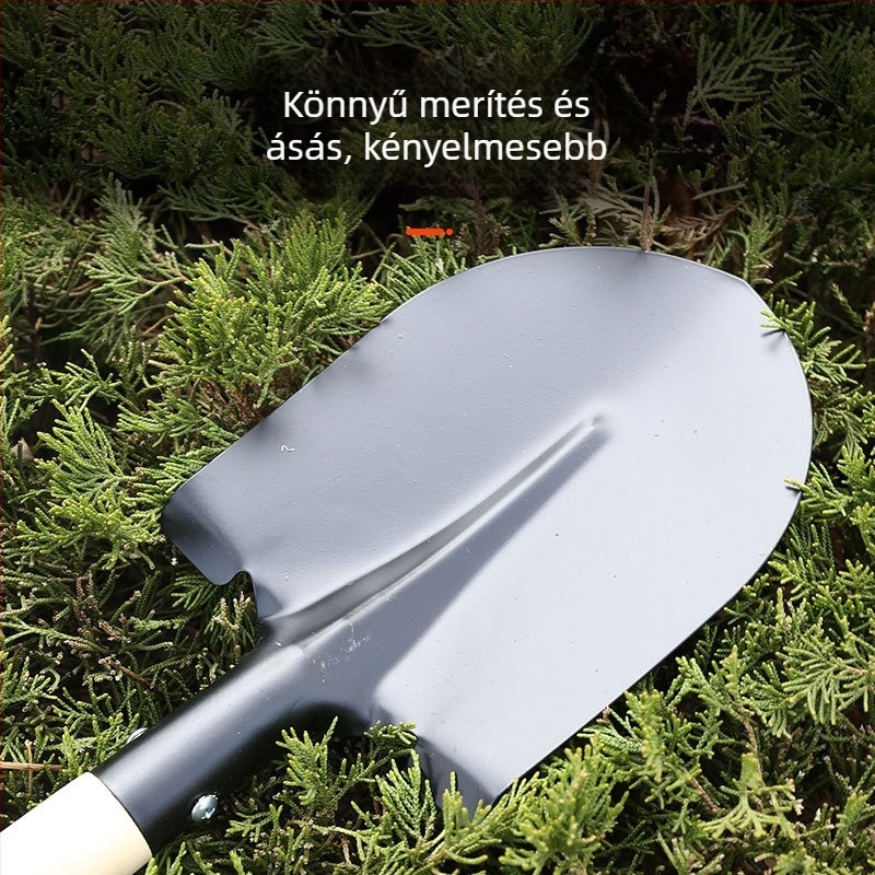 Fából készített nyeletű vaslapát négyszögletes fejjel – kertészkedéshez és mezőgazdasághoz, otthoni és építkezési munkákhoz