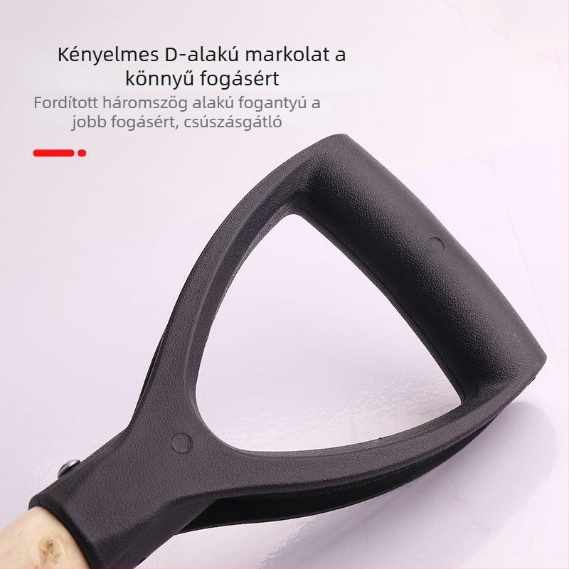 Fából készített nyeletű vaslapát négyszögletes fejjel – kertészkedéshez és mezőgazdasághoz, otthoni és építkezési munkákhoz