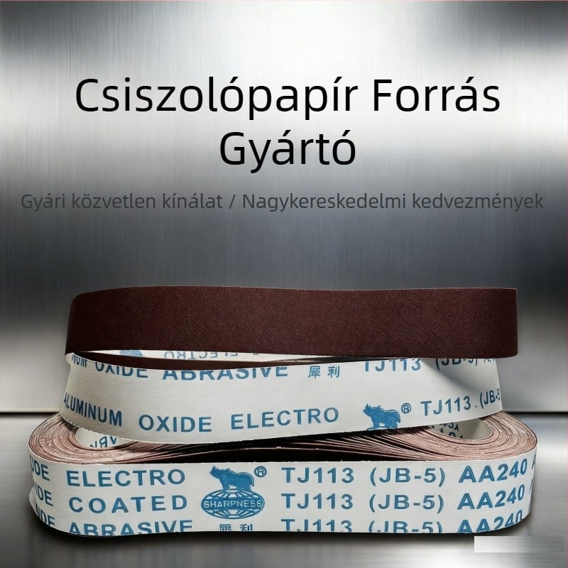 JB-5 Sharp márka alumínium-oxid puha vászon alapú csiszoló szalag rozsdamentes acél és fa polírozáshoz, anti-tömődés, rozsda eltávolítása, 60–600 szemcse