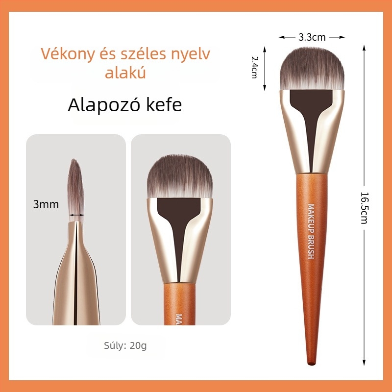 Gecomo ultra vékony, széles nyelvszerű alapozó ecset, zökkenőmentes fedés, lapos fej, puha sörték, fa nyél, hosszúság 16,5 cm