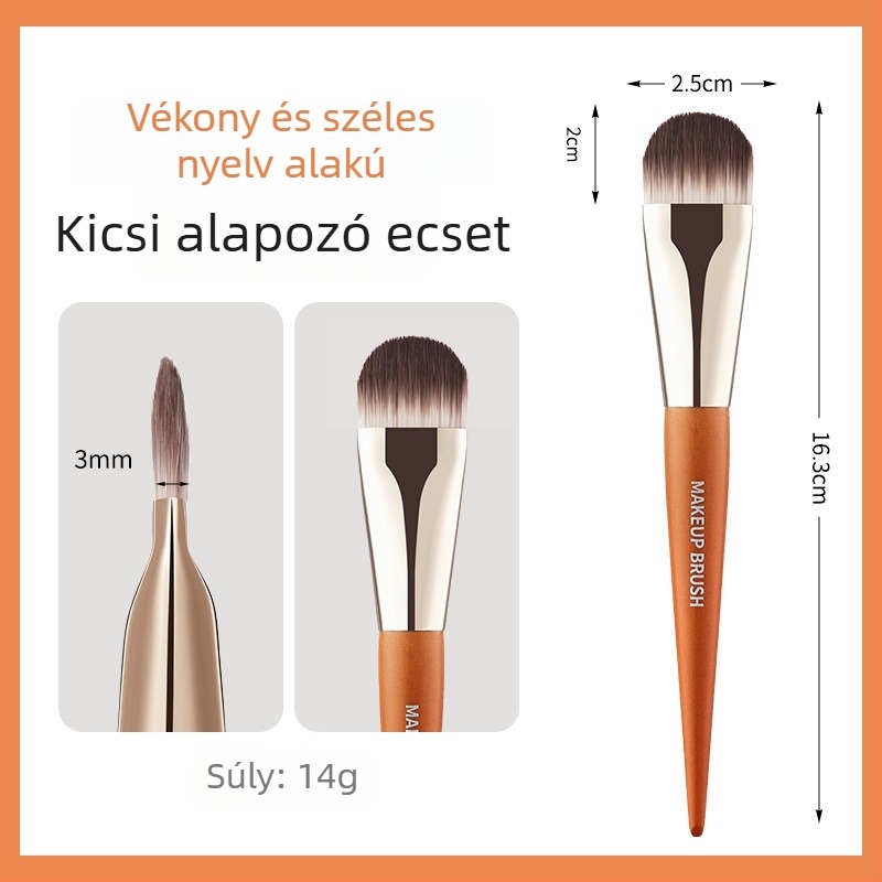 Gecomo ultra vékony, széles nyelvszerű alapozó ecset, zökkenőmentes fedés, lapos fej, puha sörték, fa nyél, hosszúság 16,5 cm