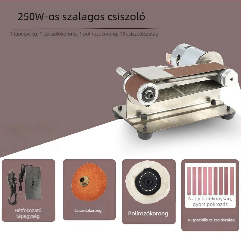 Mini elektromos szalagcsiszoló és csiszoló – asztali, otthoni, többfunkciós mikro-gép DIY