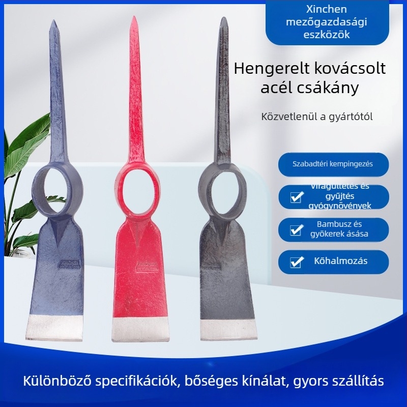 Magas széntartalmú acélból kovácsolt kalapácsfej ipari, bányászati és mezőgazdasági eszközökhöz — 85 mm széles kapa test, teljes hossz 468 mm, modell P406B 6710
