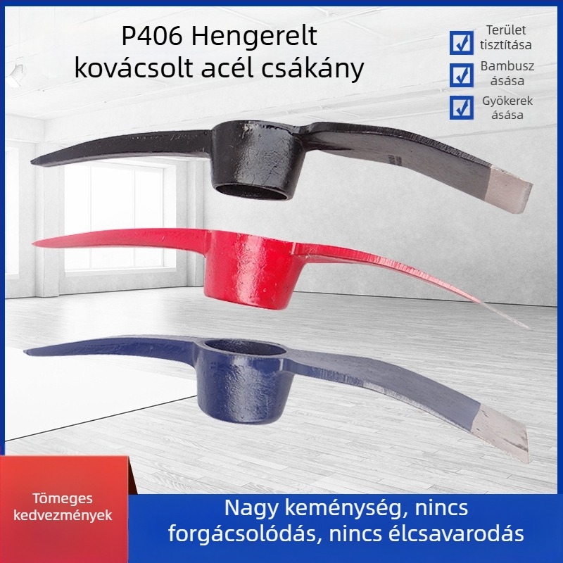 Magas széntartalmú acélból kovácsolt kalapácsfej ipari, bányászati és mezőgazdasági eszközökhöz — 85 mm széles kapa test, teljes hossz 468 mm, modell P406B 6710