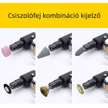 Aslan 90°-os szögű gravírozó csiszolófa fához, pneumatikus polírozó, 3 mm és 6 mm tokmányok
