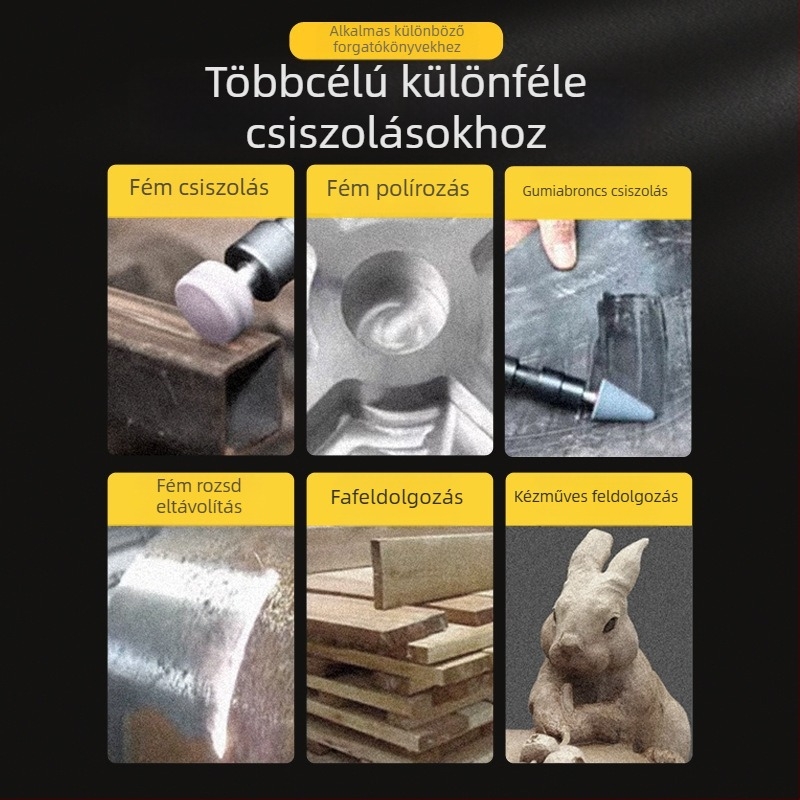 Aslan 90°-os szögű gravírozó csiszolófa fához, pneumatikus polírozó, 3 mm és 6 mm tokmányok