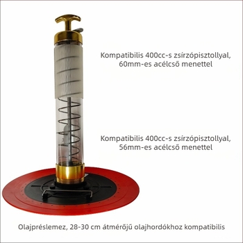 56/60 mm-es kézi elektromos zsírzó pisztoly olajszívó koronggal, zsírtartály és por- és légmentesen zárt olajnyomó korong