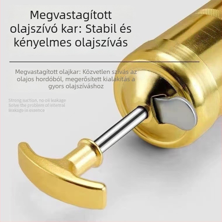 Szakmai minőségű nagynyomású nehéz zsírzópisztoly, kézi működtetés, egyrudas és kétnyújtó rúddal, 800cc kapacitás