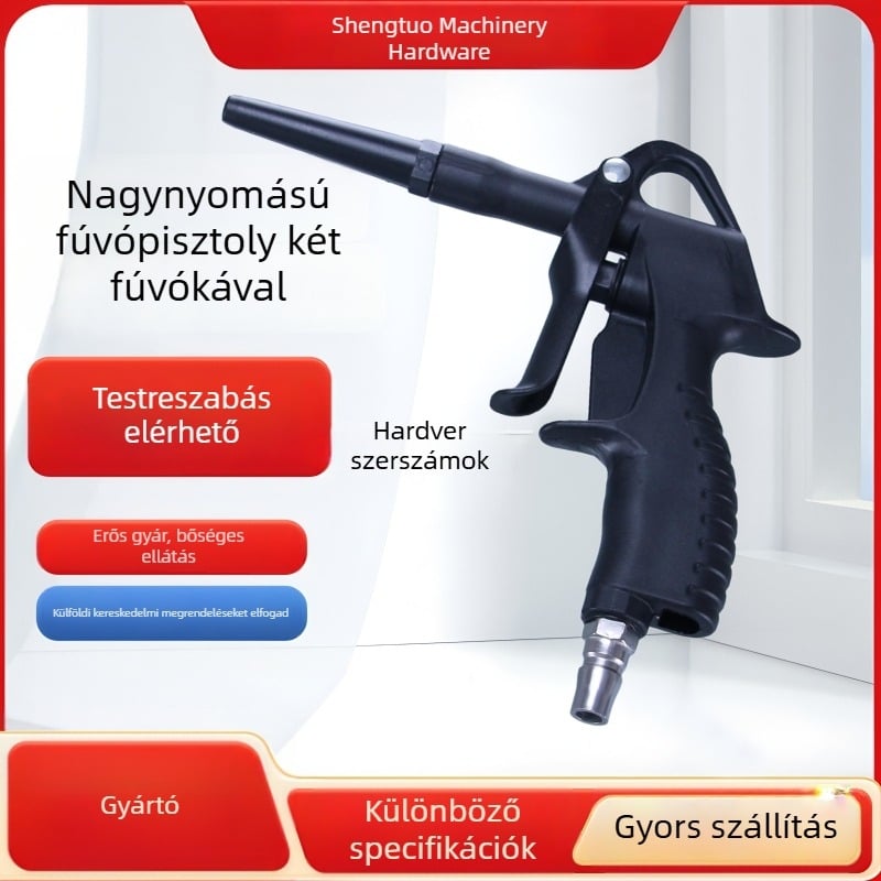 Magasnyomású pneumatikus porfújó pisztoly autóápoláshoz, hosszabbított levegőpisztoly vízpermettel