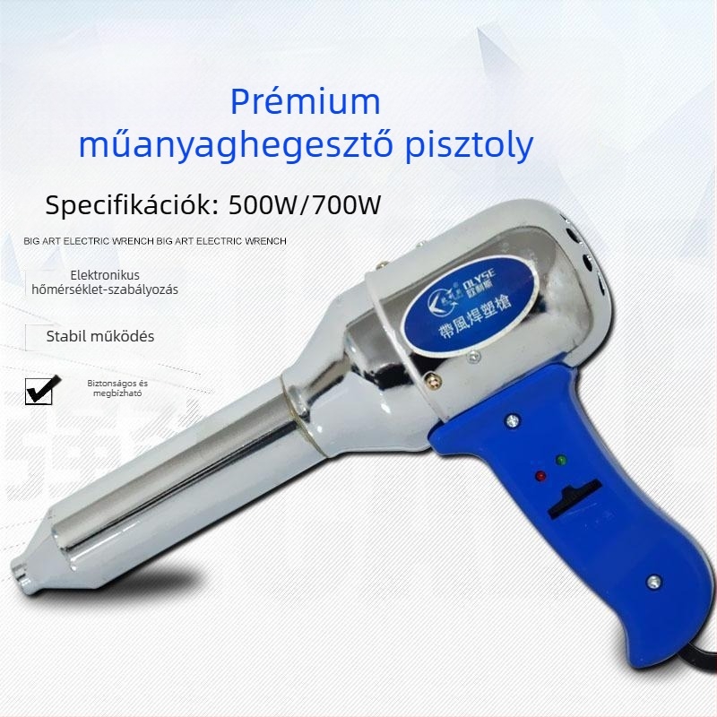 Forrólevegős műanyaghegesztő pisztoly, kompakt háztartási modell állítható hőmérséklettel, autóalkatrészekhez