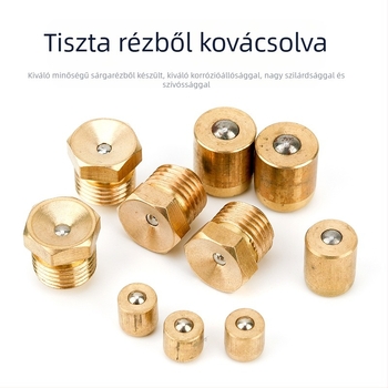 Sárgarézből készült lapos fejű zsírzóduza tölcsér alakú, pohár alakú kenőfej