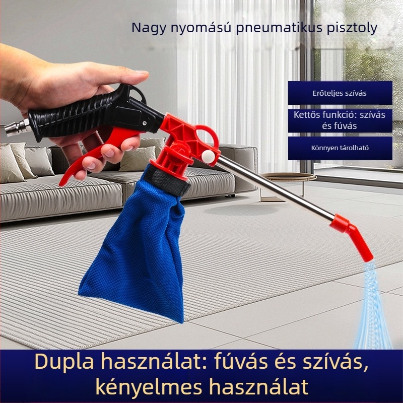 Varrógéphez integrált légfúvó és porszívó a por eltávolítására
