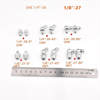 SAE 1/4-28UNF és 1/8-27NPT csatlakozó zsírzópisztolyhoz - egyenes és görbült