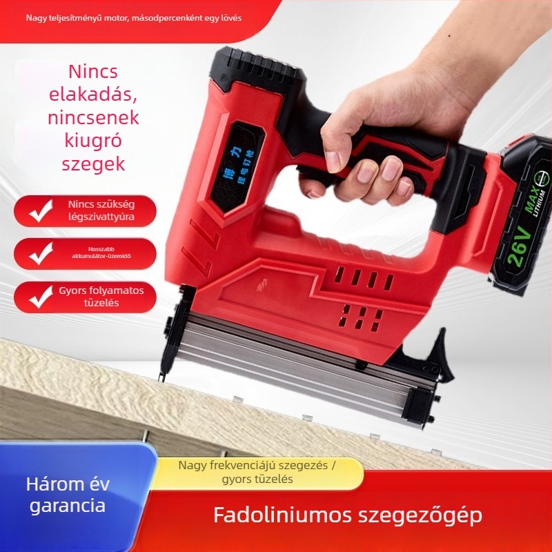 Lu jin F030 Lítium-ion akkumulátoros elektromos szegező, újratölthető egyenes kivitel faipari használatra